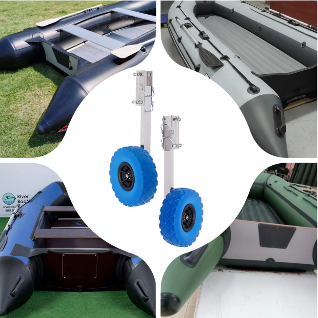 Opvouwbare Boot Trailer Wielen – Set van 2 met RVS Beugels voor Opblaasbare Boot en Dinghy
