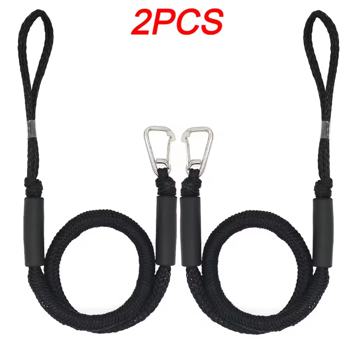 Elastische Docklijn Set – Bungee Touw voor Kajak en Boot met Clips en Drijvers