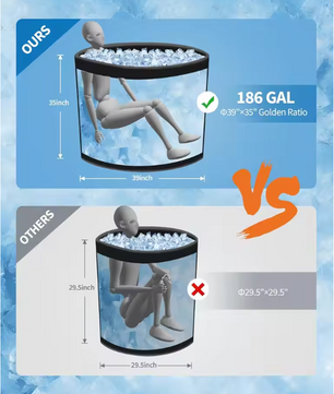 Opblaasbaar IJsbad 186 Gallon – Koud Water Bad met Pomp en Deksel