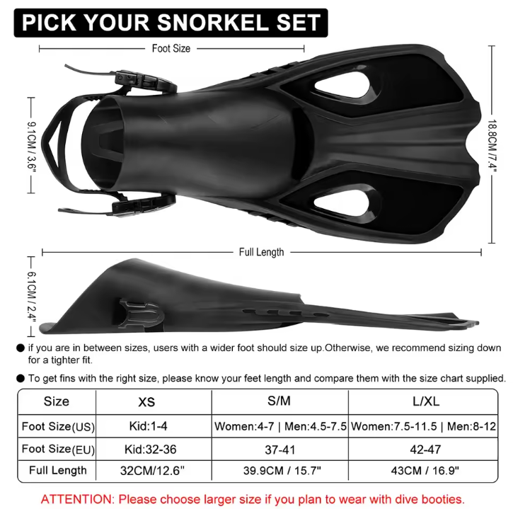 Snorkel Vinnen Verstelbaar – Zwemvliezen Open Hiel voor Duiken en Zwemmen