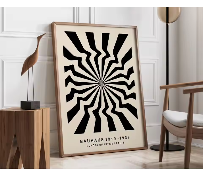 Modernistische Bauhaus Geometrische Canvas Poster – Retro Mid-Century Wanddecoratie voor Woonkamer