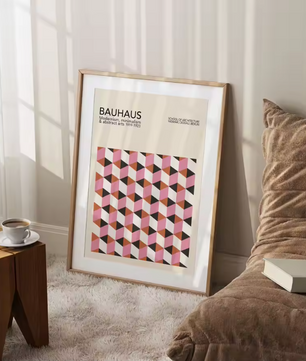 Modernistische Bauhaus Geometrische Canvas Poster – Retro Mid-Century Wanddecoratie voor Woonkamer