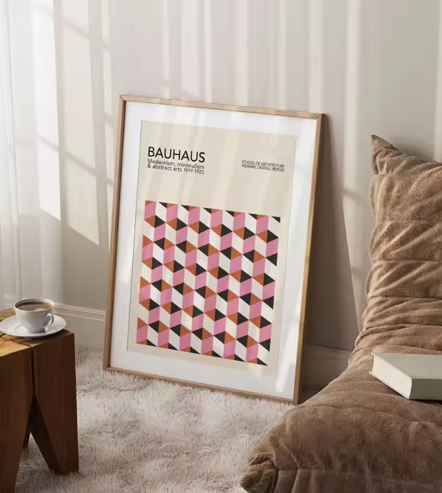 Modernistische Bauhaus Geometrische Canvas Poster – Retro Mid-Century Wanddecoratie voor Woonkamer