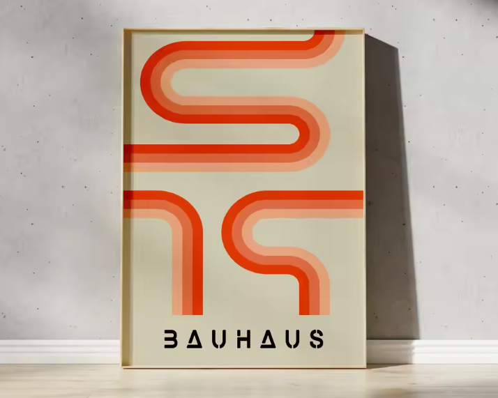 Modernistische Bauhaus Geometrische Canvas Poster – Retro Mid-Century Wanddecoratie voor Woonkamer