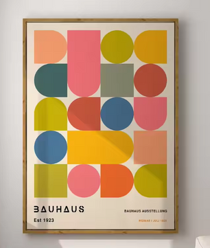 Modernistische Bauhaus Geometrische Canvas Poster – Retro Mid-Century Wanddecoratie voor Woonkamer