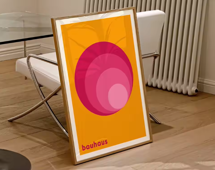 Modernistische Bauhaus Geometrische Canvas Poster – Retro Mid-Century Wanddecoratie voor Woonkamer