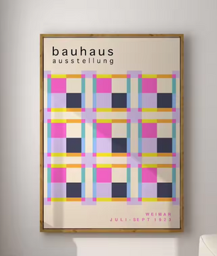 Modernistische Bauhaus Geometrische Canvas Poster – Retro Mid-Century Wanddecoratie voor Woonkamer