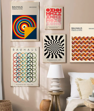 Modernistische Bauhaus Geometrische Canvas Poster – Retro Mid-Century Wanddecoratie voor Woonkamer