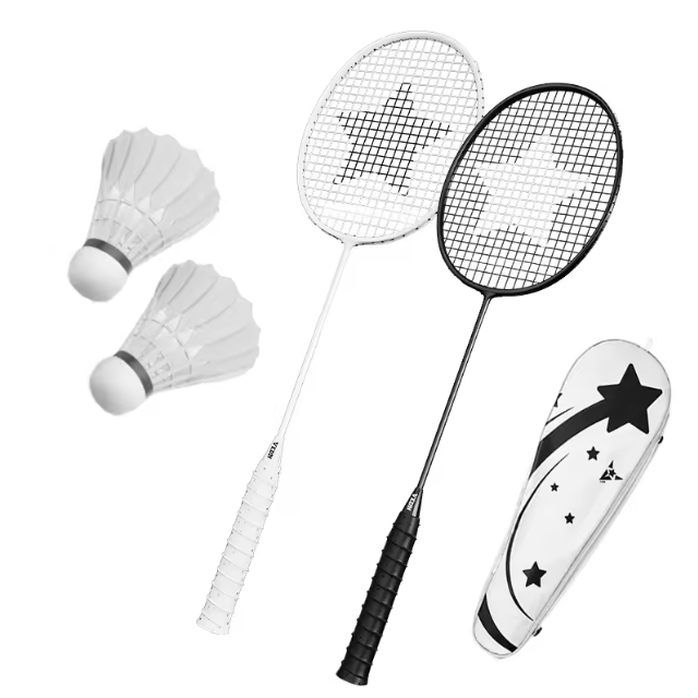 Professionele Badminton Rackets Set met 2 Shuttlecocks en Rugtas – Lichtgewicht Aluminium-Carbon voor Outdoor Gebruik