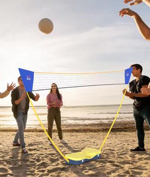 Badminton Net Set met Standaard en 4 Rackets – Draagbaar en Compleet voor Binnen en Buiten