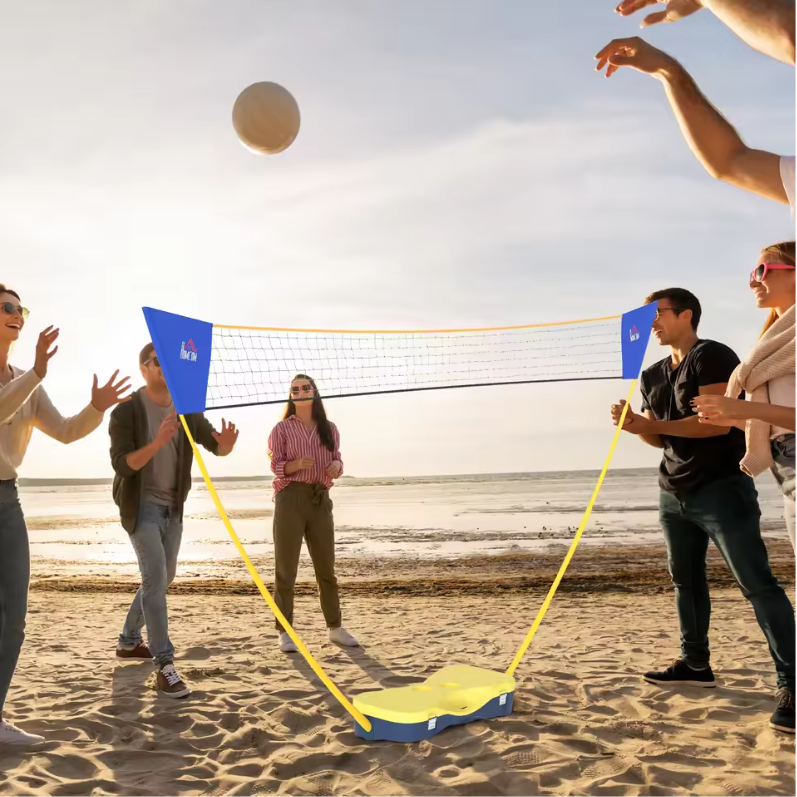 Badminton Net Set met Standaard en 4 Rackets – Draagbaar en Compleet voor Binnen en Buiten