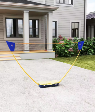 Badminton Net Set met Standaard en 4 Rackets – Draagbaar en Compleet voor Binnen en Buiten