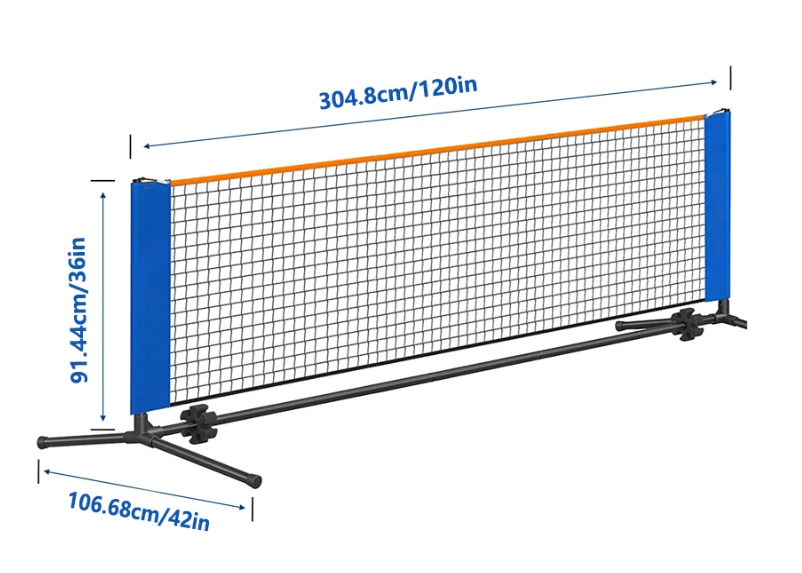 Draagbaar Sport Net 3 Meter met Standaard – Mini Tennis en Badminton Net voor Binnen en Buiten
