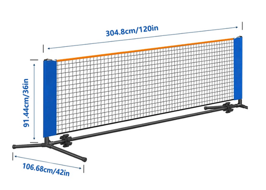 Draagbaar Sport Net 3 Meter met Standaard – Mini Tennis en Badminton Net voor Binnen en Buiten