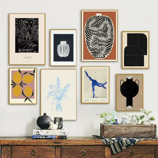 Abstracte Minimalistische Citroen Vaas Canvas Poster – Scandinavische Wanddecoratie