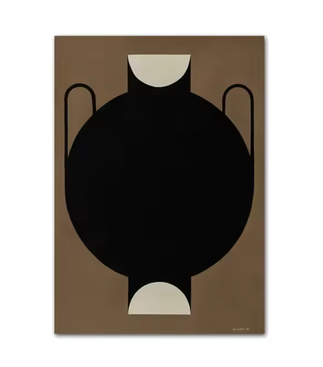 Abstracte Minimalistische Citroen Vaas Canvas Poster – Scandinavische Wanddecoratie