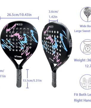 Professioneel Padel Racket – Carbon Fiber met EVA Kern en Opbergtas
