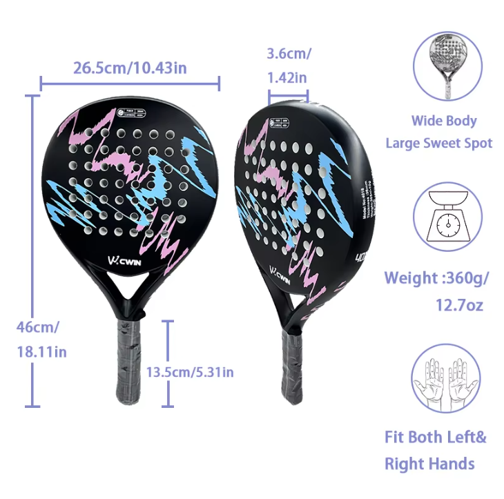 Professioneel Padel Racket – Carbon Fiber met EVA Kern en Opbergtas