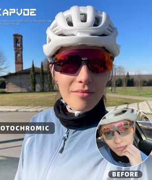 Sport Zonnebril Fotochromisch – UV400 Fietsbril met Frameloos Design voor Outdoor en MTB