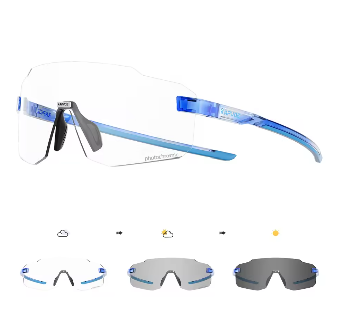 Sport Zonnebril Fotochromisch – UV400 Fietsbril met Frameloos Design voor Outdoor en MTB