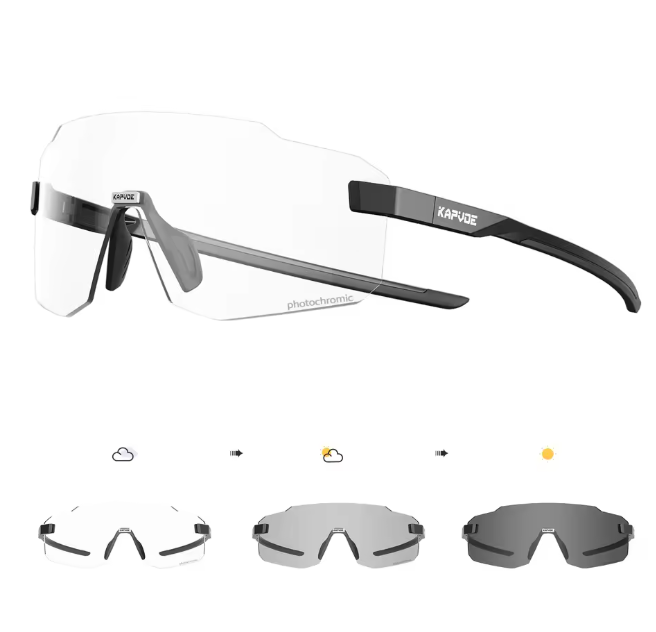 Sport Zonnebril Fotochromisch – UV400 Fietsbril met Frameloos Design voor Outdoor en MTB
