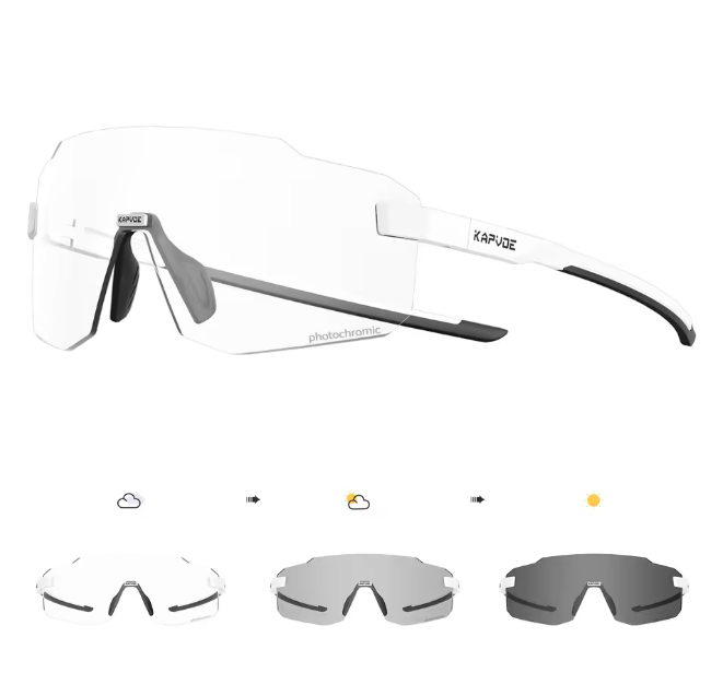 Sport Zonnebril Fotochromisch – UV400 Fietsbril met Frameloos Design voor Outdoor en MTB