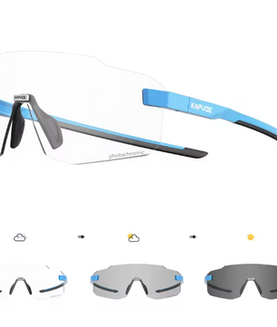 Sport Zonnebril Fotochromisch – UV400 Fietsbril met Frameloos Design voor Outdoor en MTB