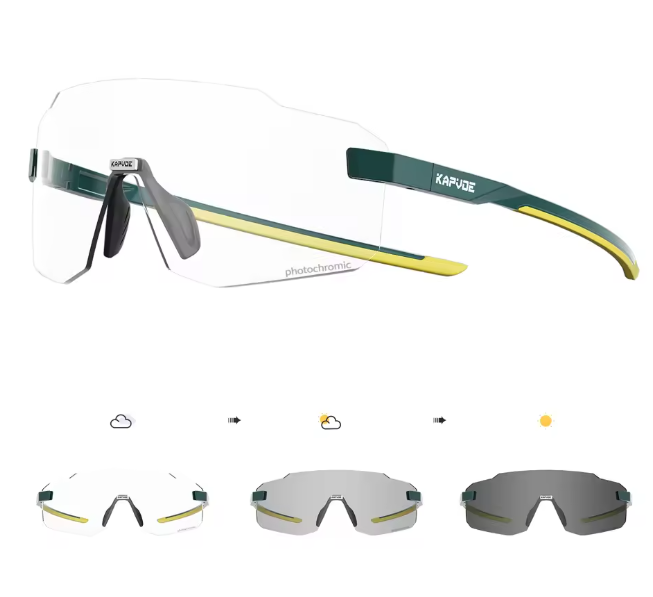 Sport Zonnebril Fotochromisch – UV400 Fietsbril met Frameloos Design voor Outdoor en MTB
