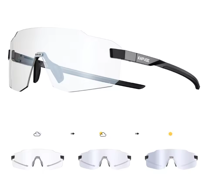 Sport Zonnebril Fotochromisch – UV400 Fietsbril met Frameloos Design voor Outdoor en MTB