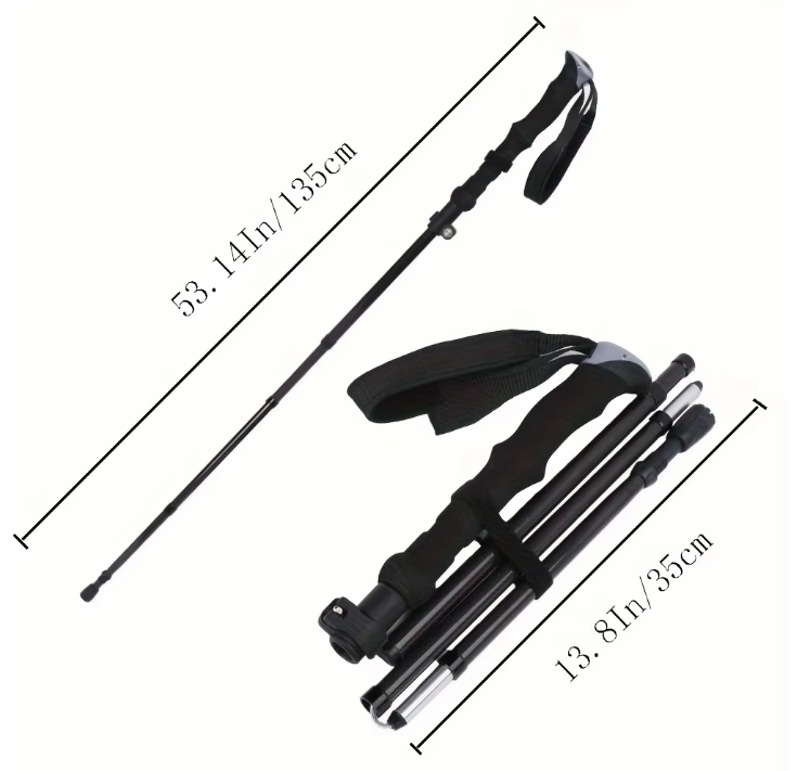 Set van 2 Carbon Trekkingstokken – Ultralicht, Opvouwbaar en Verstelbaar voor Wandelen en Hiken