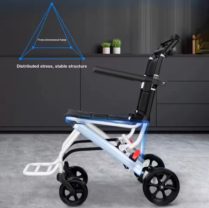 Opvouwbare Rolstoel – Lichtgewicht Transportstoel met Veiligheidsband en Comfortabel Design