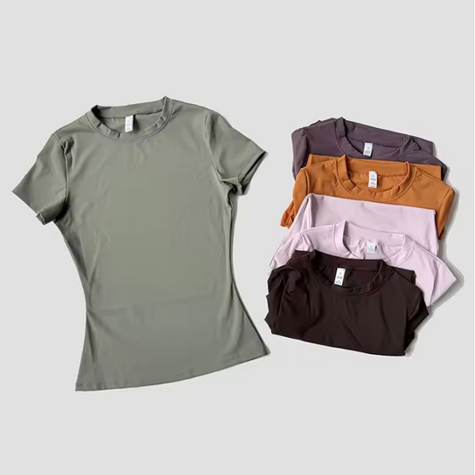 Dames Seamless Sport Top – Ademend Yoga Shirt met Korte Mouwen voor Fitness en Running