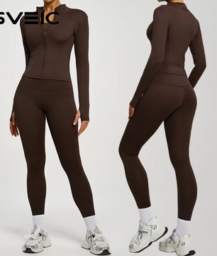 Dames Sport Set – 2-Delige Fitness Outfit met Jacket en High Waist Legging
