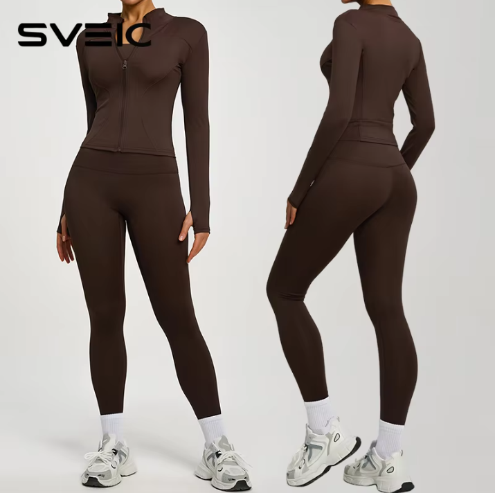 Dames Sport Set – 2-Delige Fitness Outfit met Jacket en High Waist Legging
