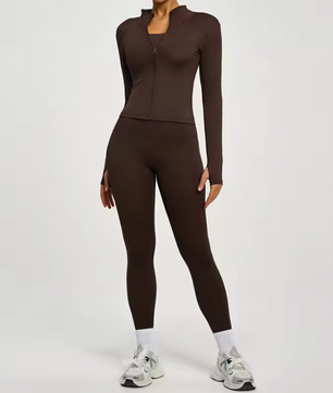 Dames Sport Set – 2-Delige Fitness Outfit met Jacket en High Waist Legging
