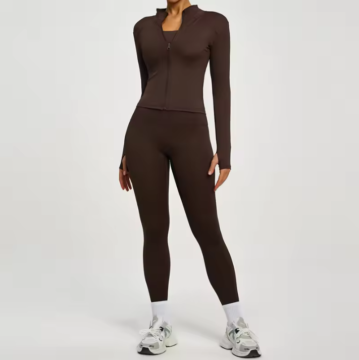 Dames Sport Set – 2-Delige Fitness Outfit met Jacket en High Waist Legging