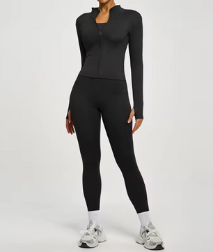 Dames Sport Set – 2-Delige Fitness Outfit met Jacket en High Waist Legging