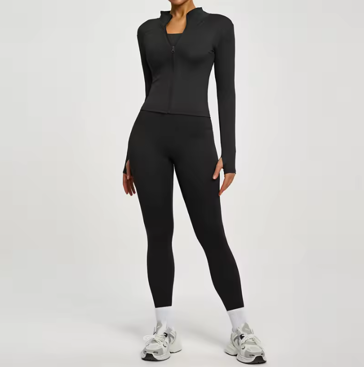 Dames Sport Set – 2-Delige Fitness Outfit met Jacket en High Waist Legging