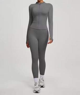 Dames Sport Set – 2-Delige Fitness Outfit met Jacket en High Waist Legging