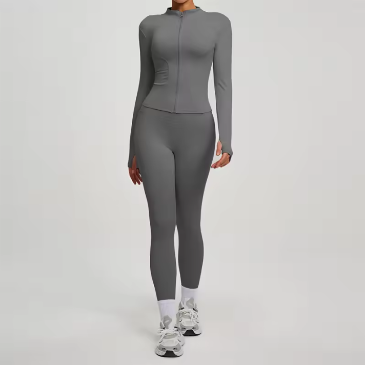 Dames Sport Set – 2-Delige Fitness Outfit met Jacket en High Waist Legging