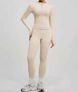 Dames Sport Set – 2-Delige Fitness Outfit met Jacket en High Waist Legging