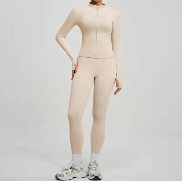 Dames Sport Set – 2-Delige Fitness Outfit met Jacket en High Waist Legging