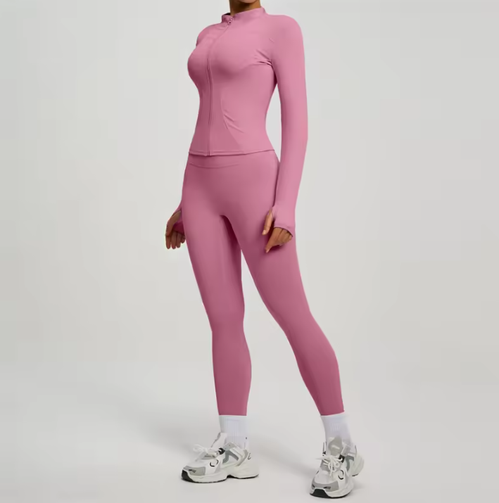 Dames Sport Set – 2-Delige Fitness Outfit met Jacket en High Waist Legging