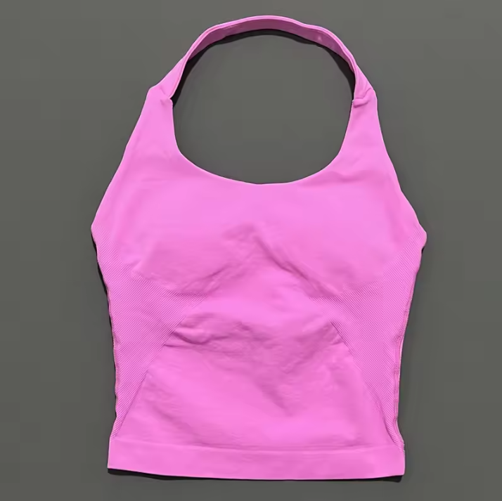 Dames Seamless Sport Top – Halter Fitness Tanktop met Ingebouwde BH en Uitneembare Cups