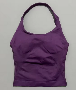 Dames Seamless Sport Top – Halter Fitness Tanktop met Ingebouwde BH en Uitneembare Cups