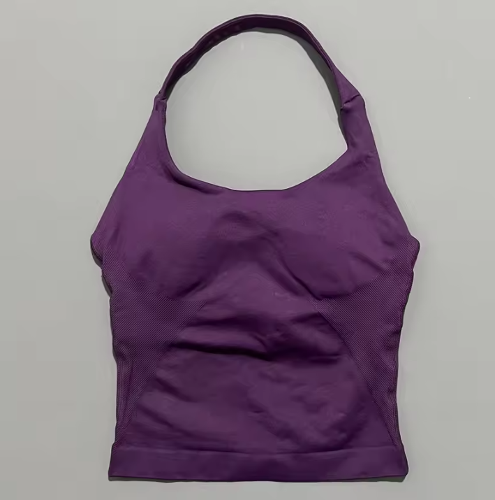 Dames Seamless Sport Top – Halter Fitness Tanktop met Ingebouwde BH en Uitneembare Cups