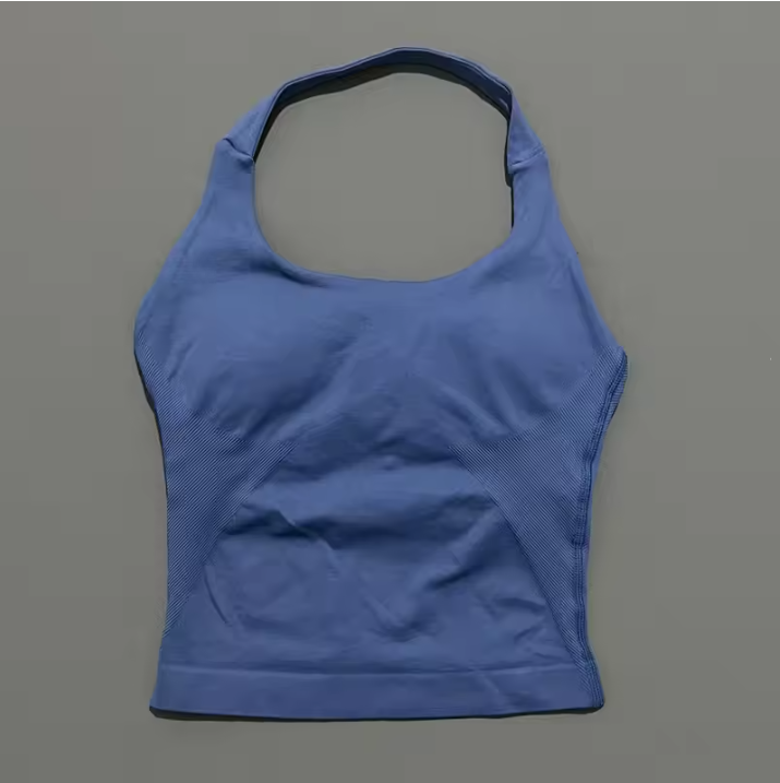 Dames Seamless Sport Top – Halter Fitness Tanktop met Ingebouwde BH en Uitneembare Cups