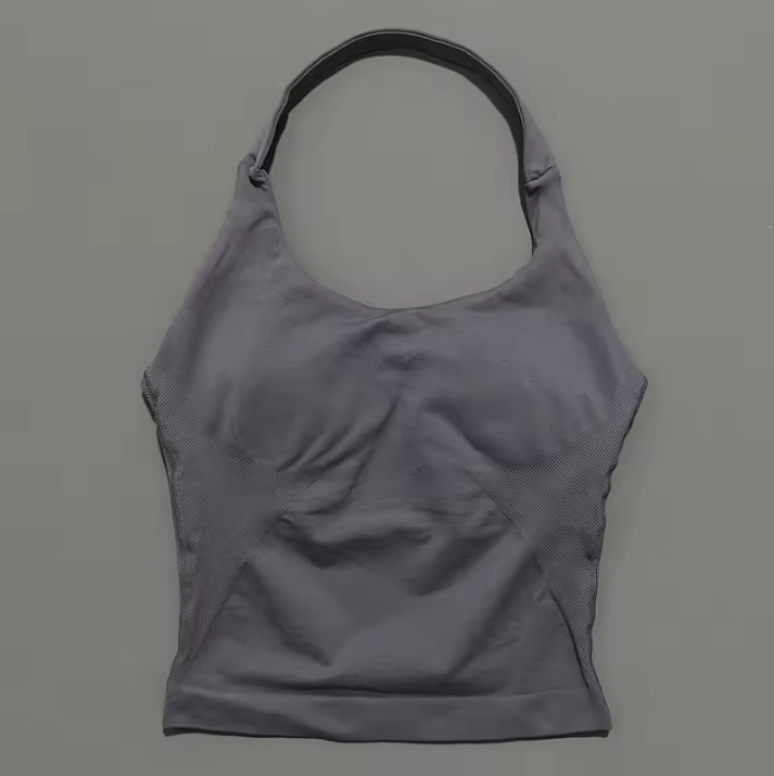 Dames Seamless Sport Top – Halter Fitness Tanktop met Ingebouwde BH en Uitneembare Cups