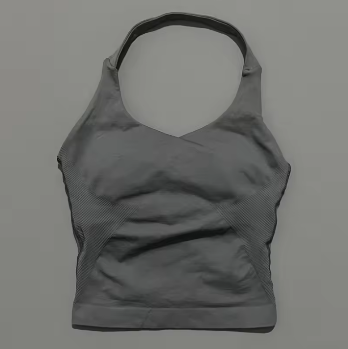 Dames Seamless Sport Top – Halter Fitness Tanktop met Ingebouwde BH en Uitneembare Cups
