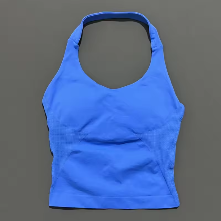 Dames Seamless Sport Top – Halter Fitness Tanktop met Ingebouwde BH en Uitneembare Cups